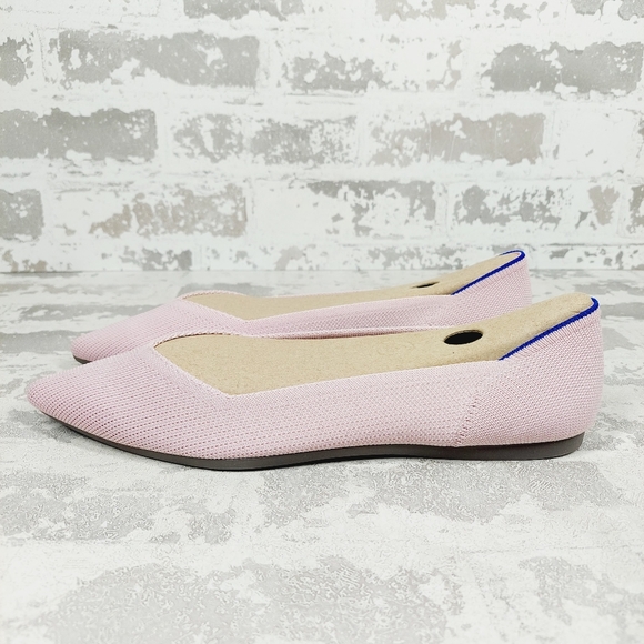 New Rothy's The Flat Pink Knit Pointy Toe Slip On Loafers W612